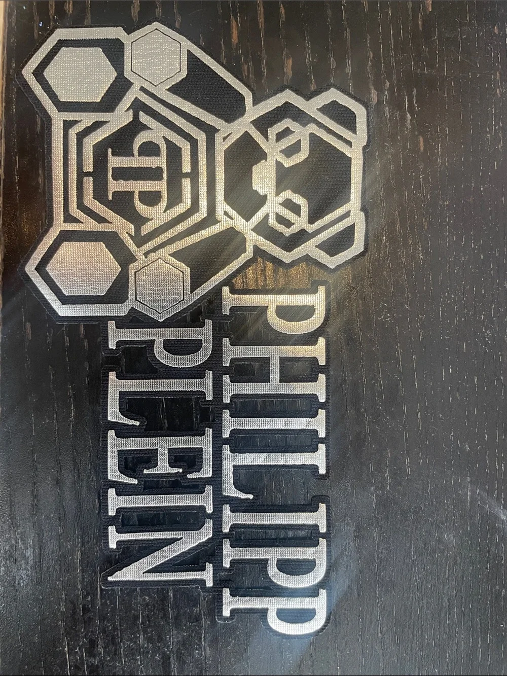 Philipp Plein Black and Silver Logo Accent Plaque